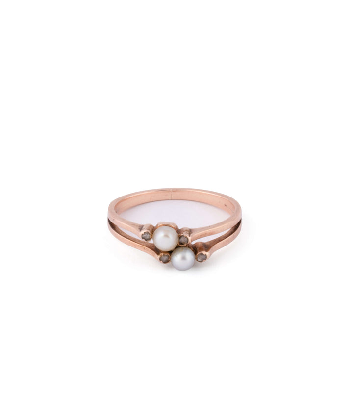 Caillou Paris Bague Ancienne Perles Diamants Nola