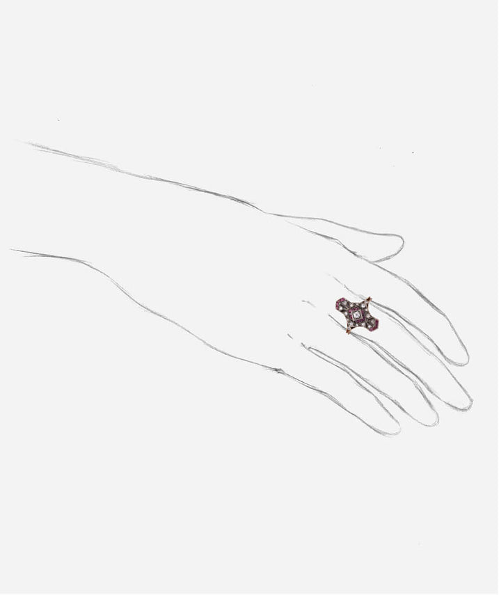 Caillou Paris - Bague ancienne rubis Kouzma porter
