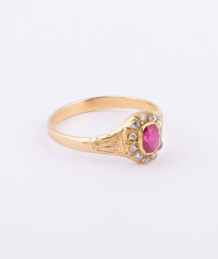 Caillou Paris Bague Ancienne Rubis Et Diamants Pasi Droite