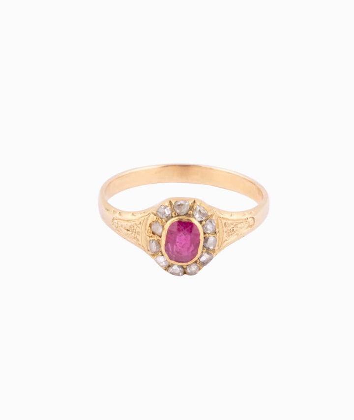 Caillou Paris Bague Ancienne Rubis Et Diamants %22pasi%22