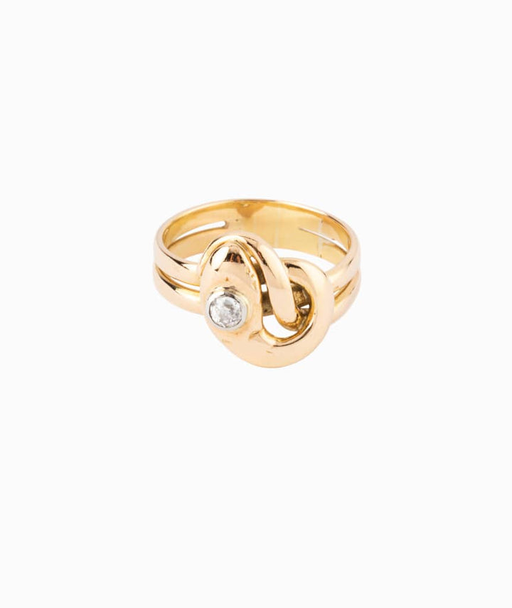 Caillou Paris - Bague ancienne serpent or Auni face