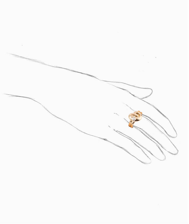 Caillou Paris - Bague ancienne serpent or Auni porter