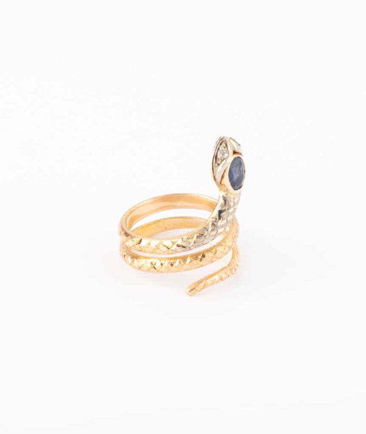 Caillou Paris - Bague ancienne serpent or Kiet droite