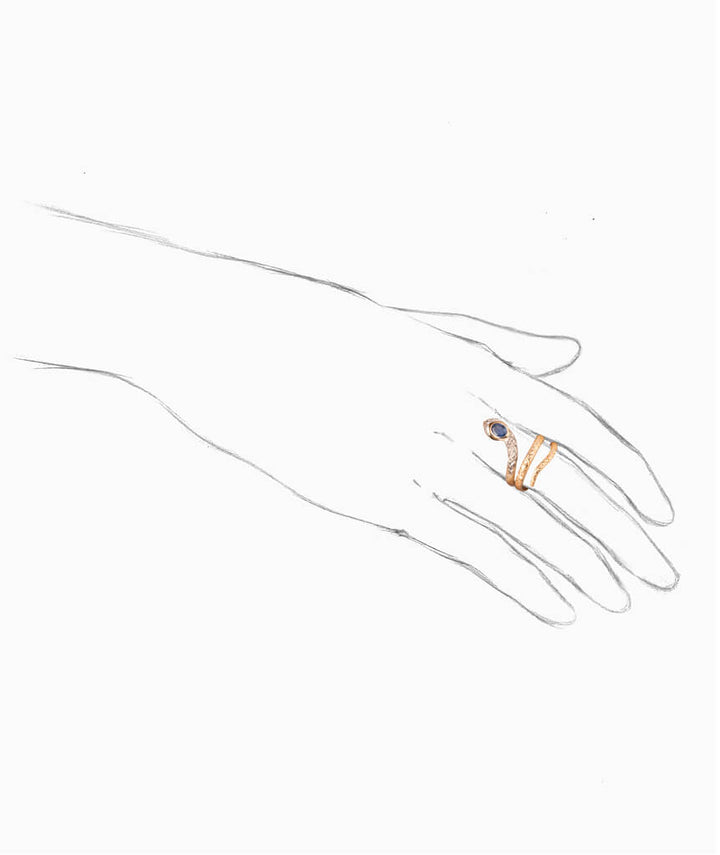 Caillou Paris - Bague ancienne serpent or Kiet porter