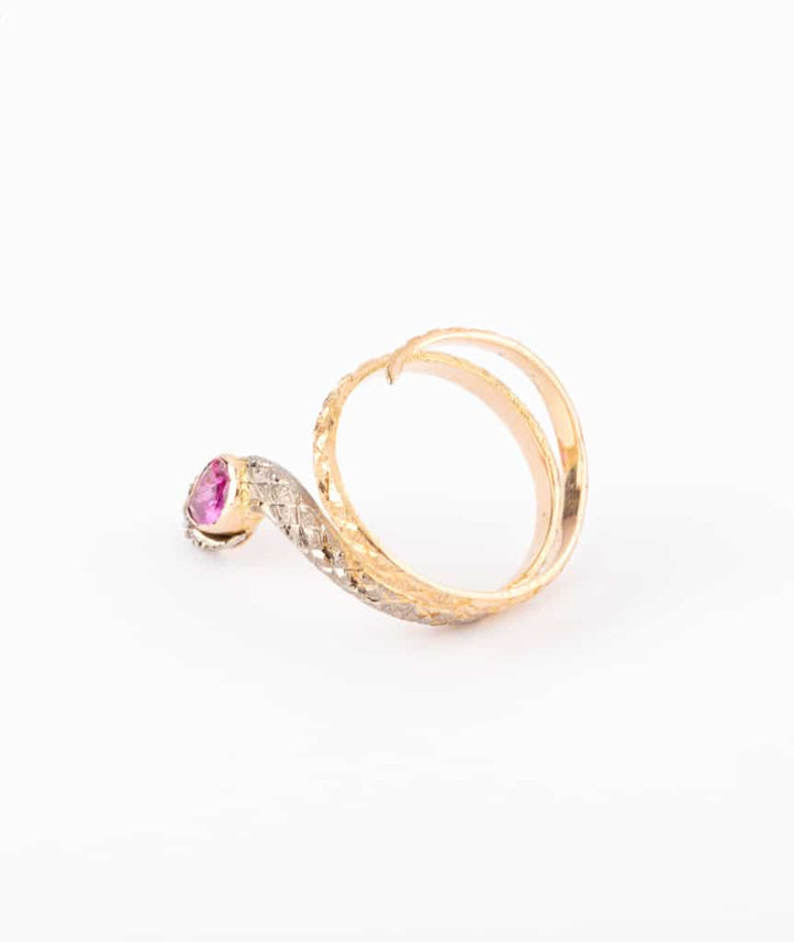 Caillou Paris - Bague ancienne serpent rubis Kalina dessous
