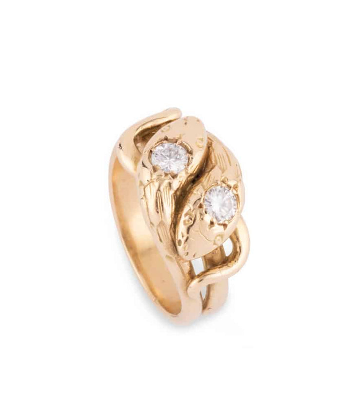 Caillou Paris Bague Ancienne Serpents Or Et Diamants Orea Gros Plan 2