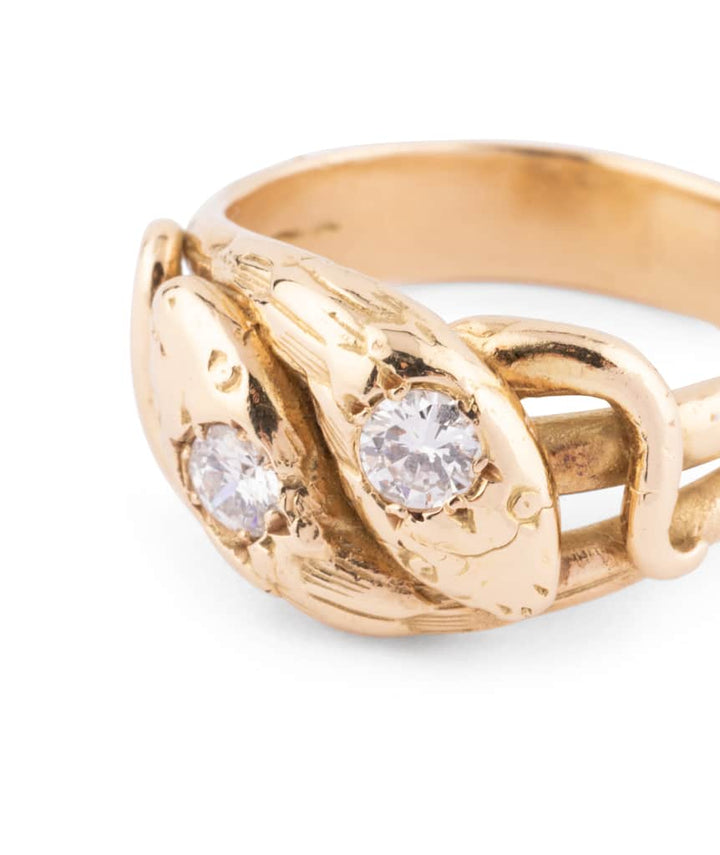 Caillou Paris Bague Ancienne Serpents Or Et Diamants Orea Gros Plan 3