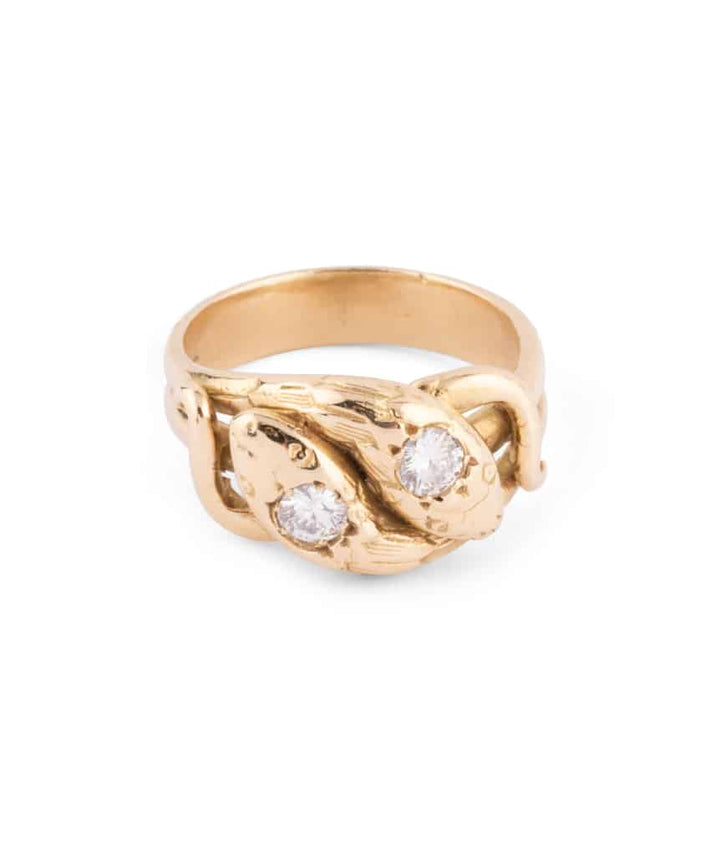 Caillou Paris Bague Ancienne Serpents Or Et Diamants Orea Gros Plan