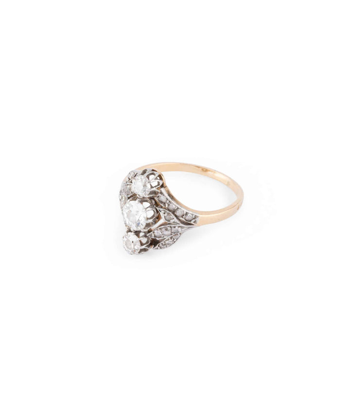 Caillou Paris Bague Ancienne Trilogie Diamants Udar Gauche