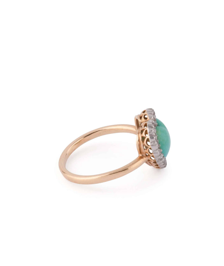 Caillou Paris Bague Ancienne Turquoise Acheqa Profil Droit