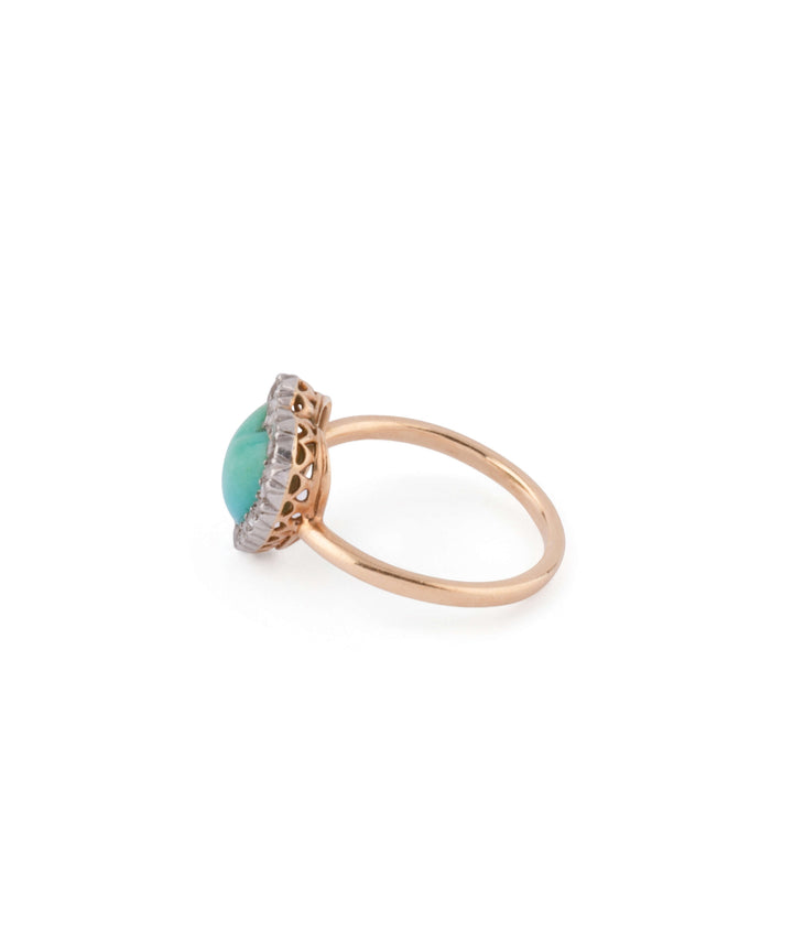 Caillou Paris Bague Ancienne Turquoise Acheqa Profil Gauche