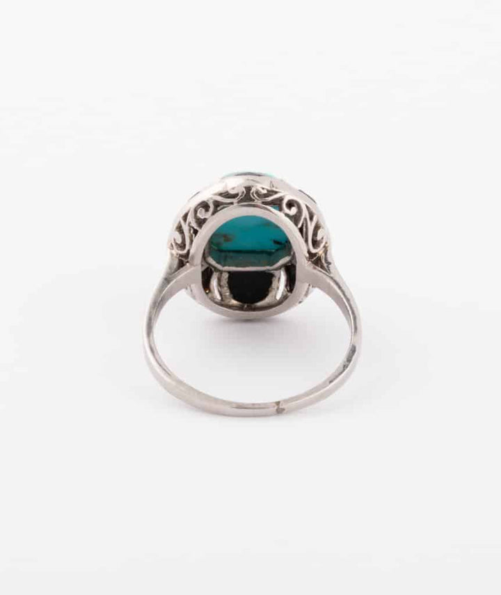 Caillou Paris Bague Ancienne Turquoise Et Onyx Gilen Dos