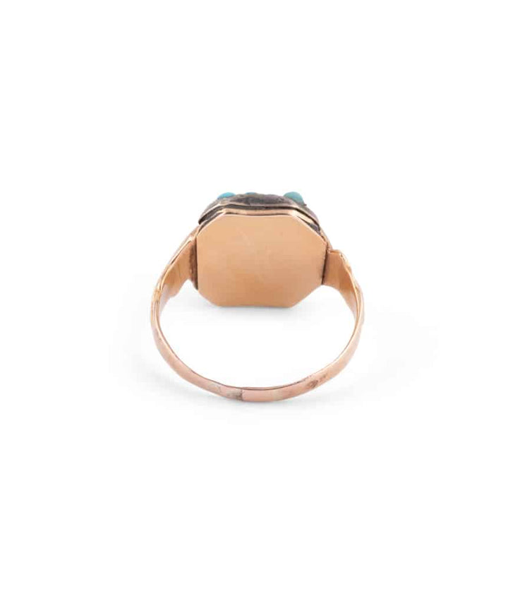 Caillou Paris Bague Ancienne Turquoise Et Perle Lizette Dos