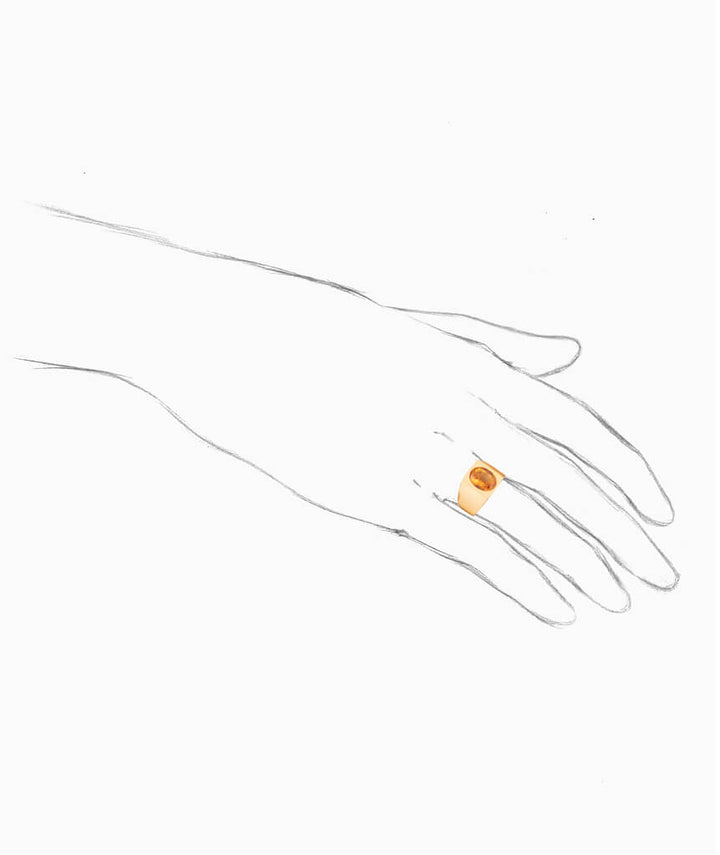 Bague chevalière ancienne citrine Fran