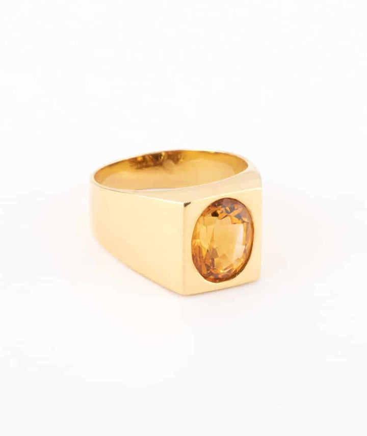 Caillou Paris - Bague chevaliere ancienne citrine Fran 3.4