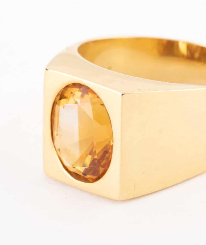 Caillou Paris - Bague chevaliere ancienne citrine Fran detail