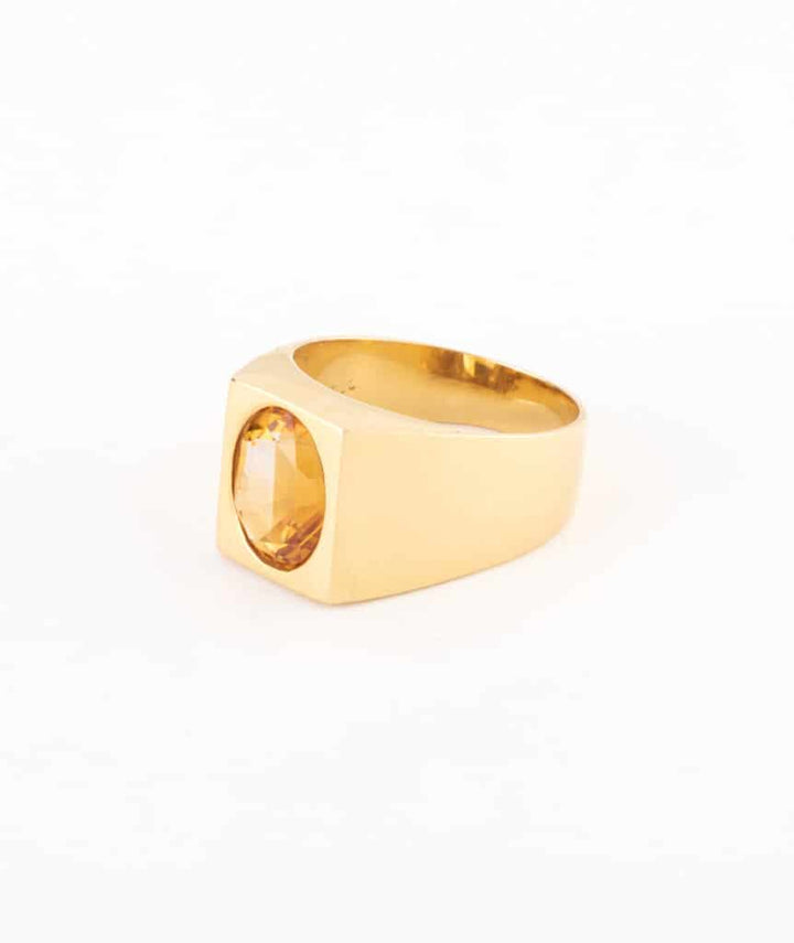 Caillou Paris - Bague chevaliere ancienne citrine Fran gauche
