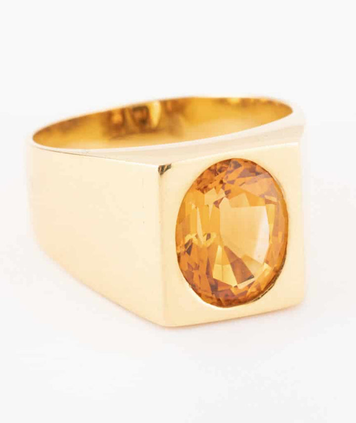 Caillou Paris - Bague chevaliere ancienne citrine Fran zoom