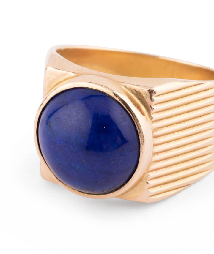 Caillou Paris Bague Chevalière Ancienne Lapis Lazuli Charvi Gros Plan 3