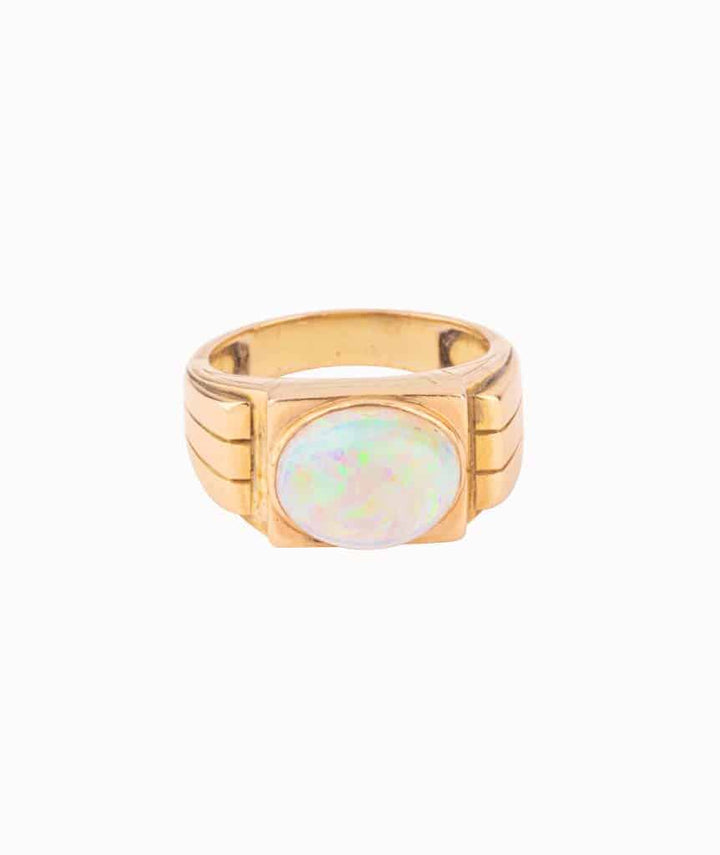 Caillou Paris Bague Chevaliere Ancienne Opale Marfa Face