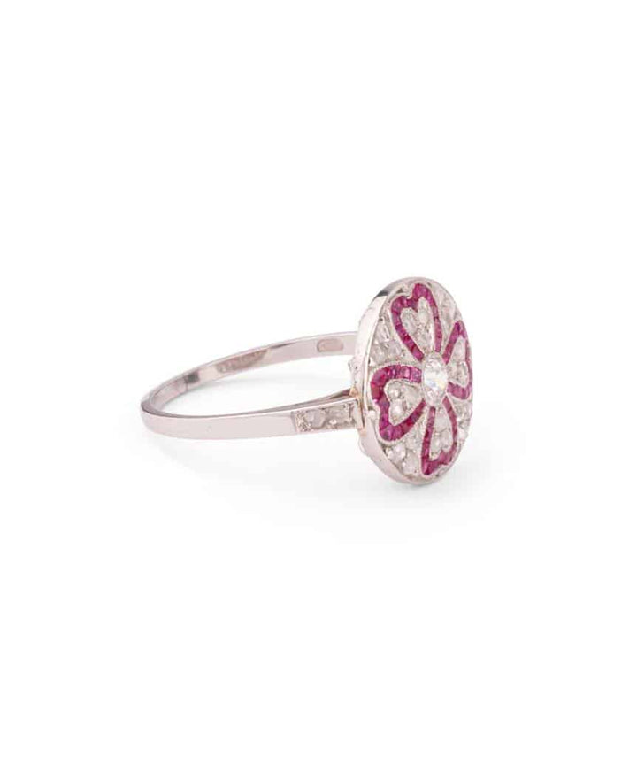 Caillou Paris Bague De Fiançailles Ancienne Diamants Et Rubis Pauly Droite