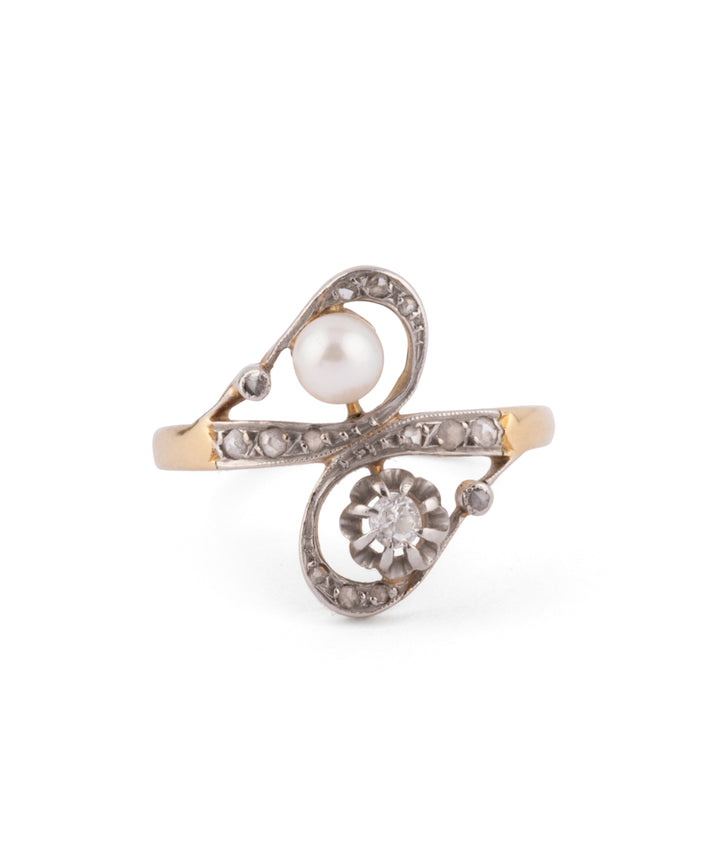 Caillou Paris Bague De Fiancailles Ancienne Perle Et Diamant Thecla