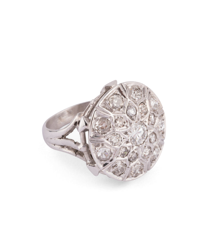 Caillou Paris Bague Dome Ancienne Or Et Diamants Rati Droite