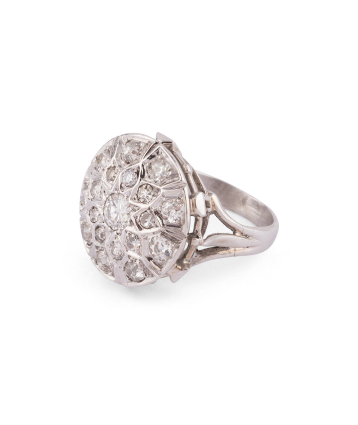 Caillou Paris Bague Dome Ancienne Or Et Diamants Rati Gauche