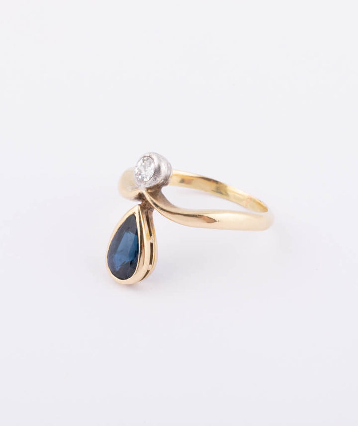 Caillou Paris Bague Duchesse Ancienne Saphir Et Diamant Valia Gauche