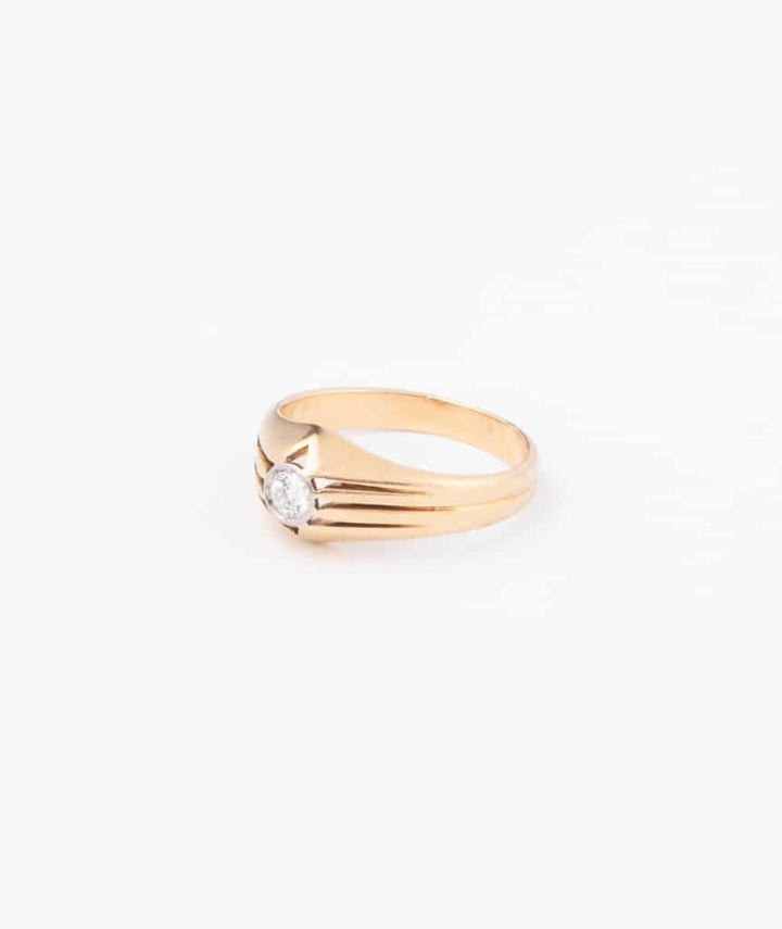 Caillou Paris - Bague jonc ancien diamant "Chiheb" gauche
