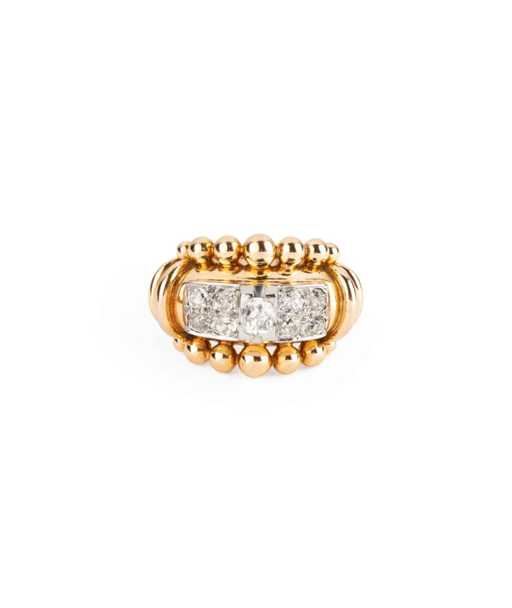 Caillou Paris Bague Jonc Perles Et Diamants Verda