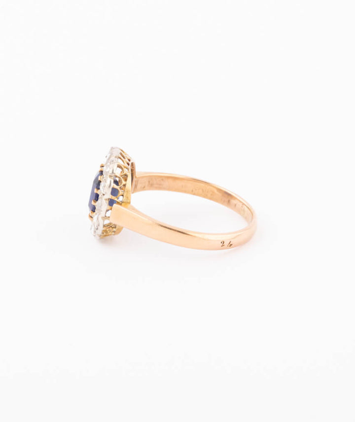 Caillou Paris Bague Marguerite Ancienne Saphir %22arka%22 Profil Gauche