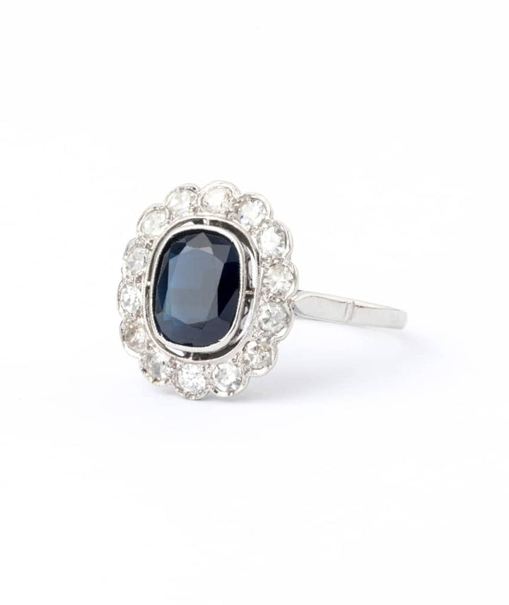Caillou Paris - Bague marguerite ancienne saphir "Haila" gauche