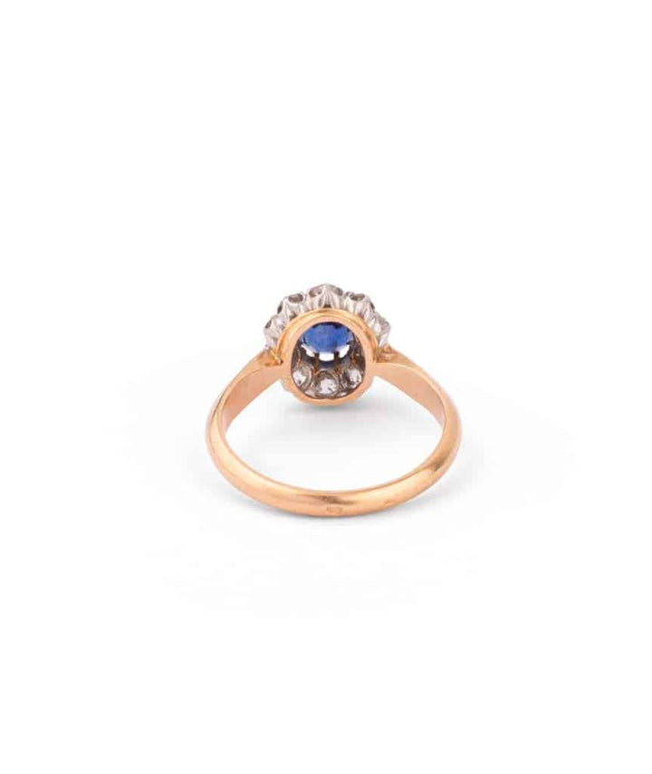 Caillou Paris Bague Marguerite Ancienne Saphir Et Diamants Henda Dos