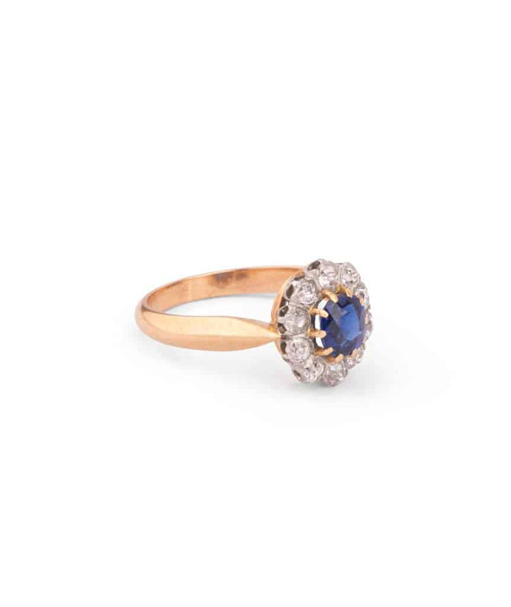 Caillou Paris Bague Marguerite Ancienne Saphir Et Diamants Henda Droite