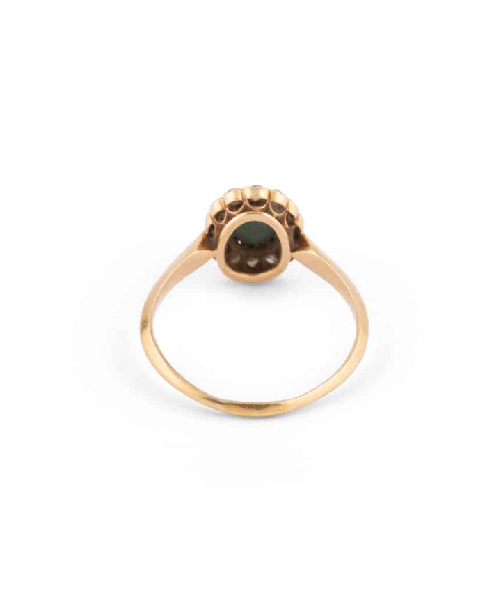 Caillou Paris Bague Marguerite Ancienne Turquoise Et Diamants Elme Dos