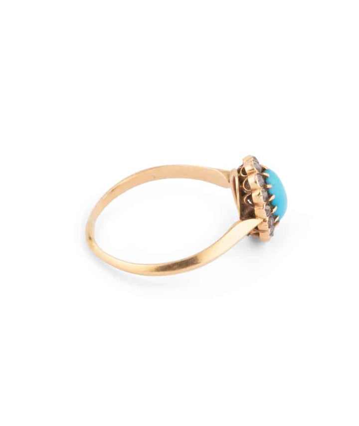 Caillou Paris Bague Marguerite Ancienne Turquoise Et Diamants Elme Profil