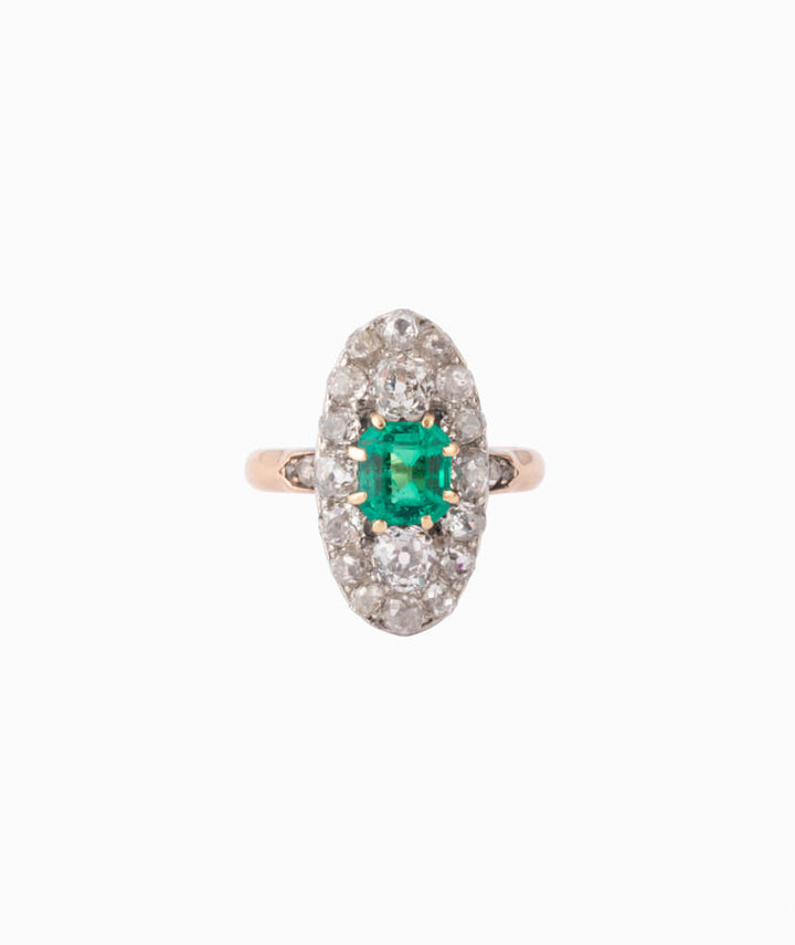 Caillou Paris - Bague marquise ancienne emeraude Chinnamani