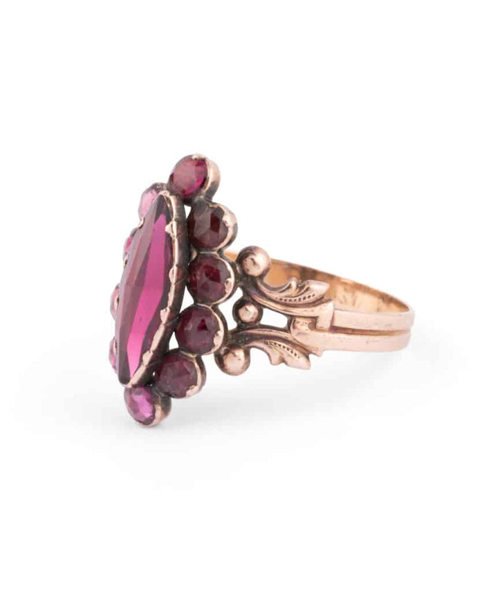 Caillou Paris Bague Marquise Ancienne Grenats Firouz Gauche