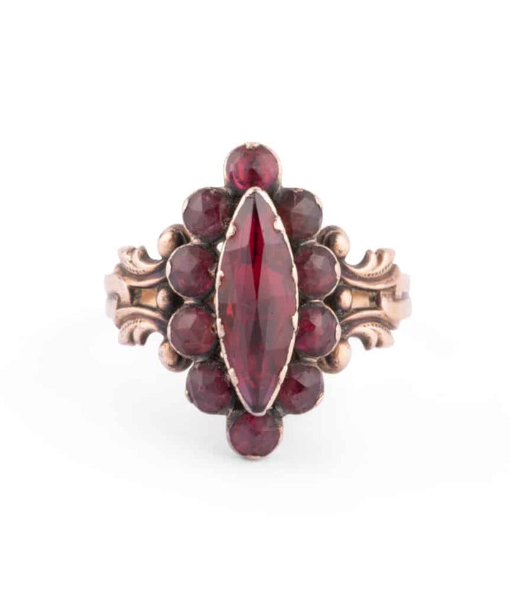 Caillou Paris Bague Marquise Ancienne Grenats Firouz