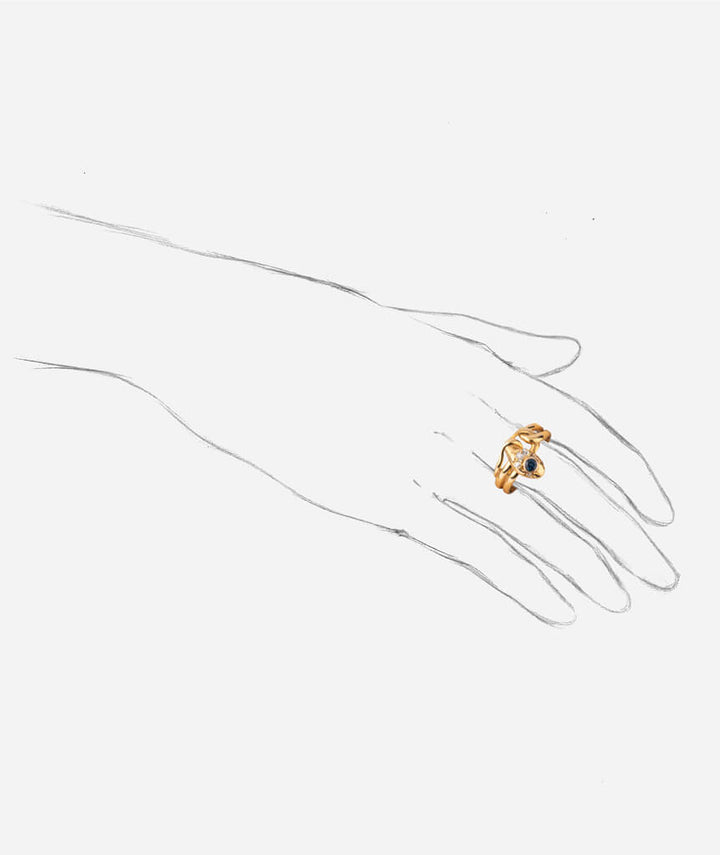 Caillou Paris - Bague serpent ancienne Yahto porter