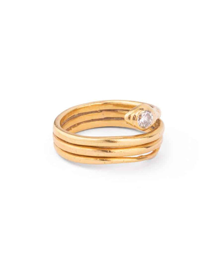 Caillou Paris Bague Serpent Ancienne Or Et Diamant Sallie Droite