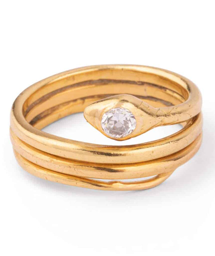 Caillou Paris Bague Serpent Ancienne Or Et Diamant Sallie Gros Plan 2