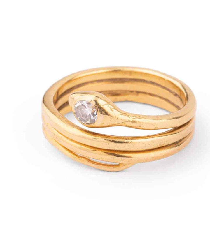Caillou Paris Bague Serpent Ancienne Or Et Diamant Sallie Gros Plan