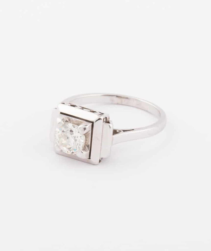 Caillou Paris Bague Solitaire Art Deco Diamant Prisco Gauche