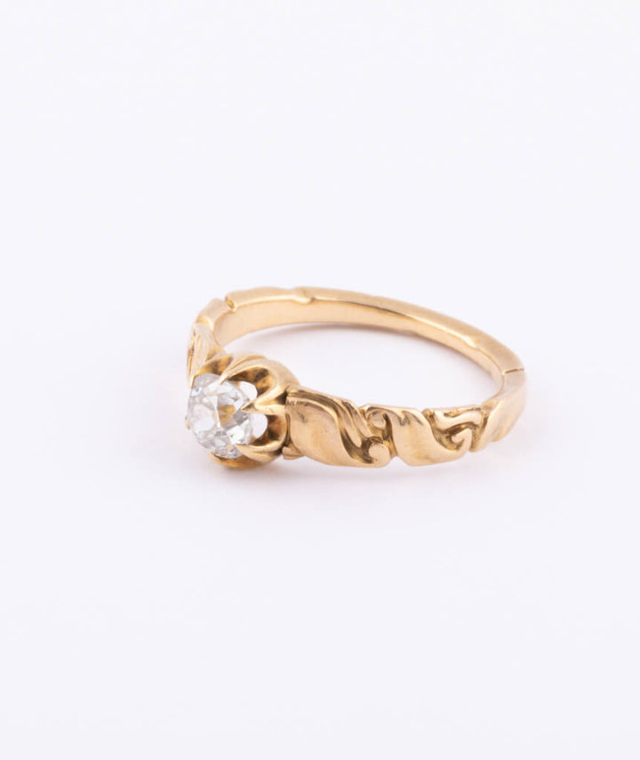Caillou Paris Bague Solitaire Ancien Or Baren Gauche