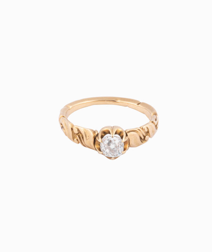 Caillou Paris Bague Solitaire Ancien Or Baren
