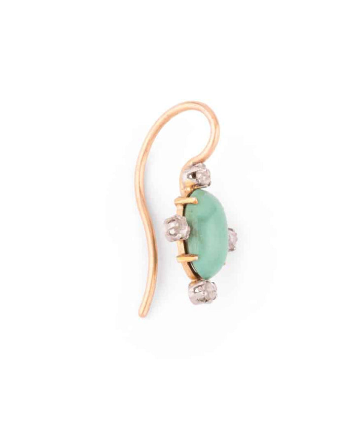 Caillou Paris Boucle D Oreille Unique Turquoise Et Diamants romea Profil