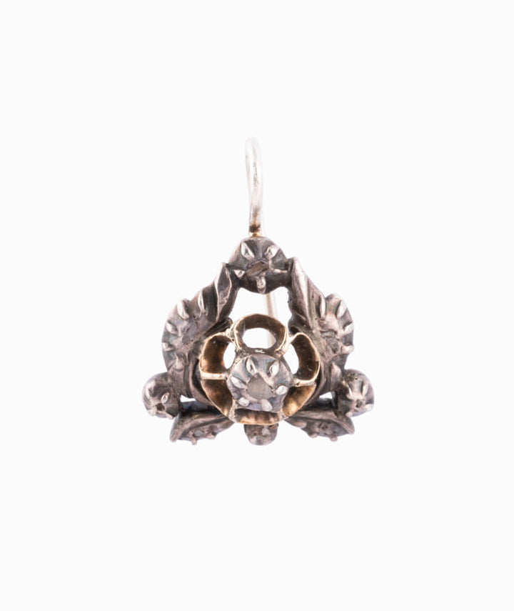 Caillou Paris Boucle D'oreille Unique Ancienne Argent Vermeille Wei