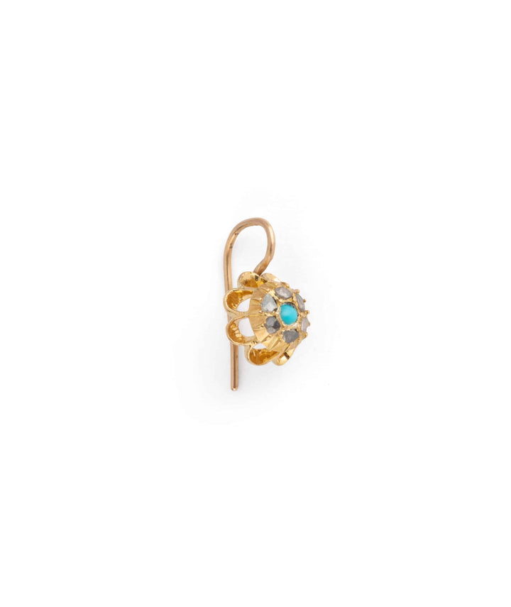 Caillou Paris Boucle Oreille Turquoise Et Diamants Eigra Droite
